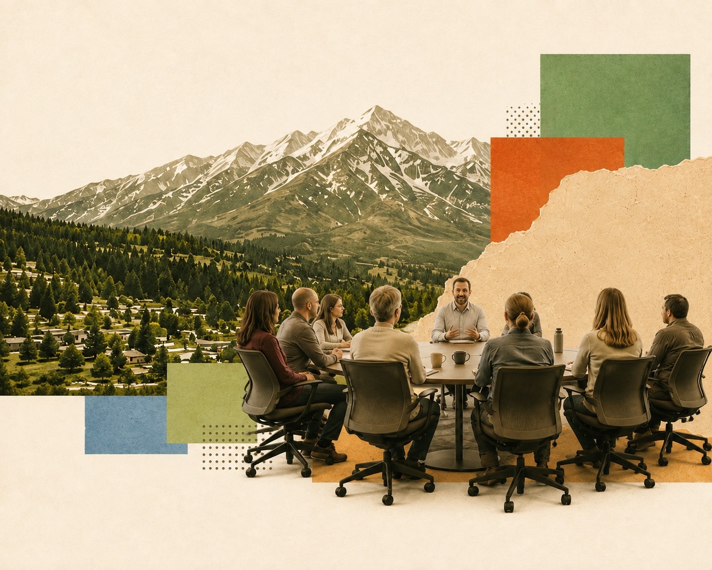 Leadership team in a conference room during an organizational AI training session