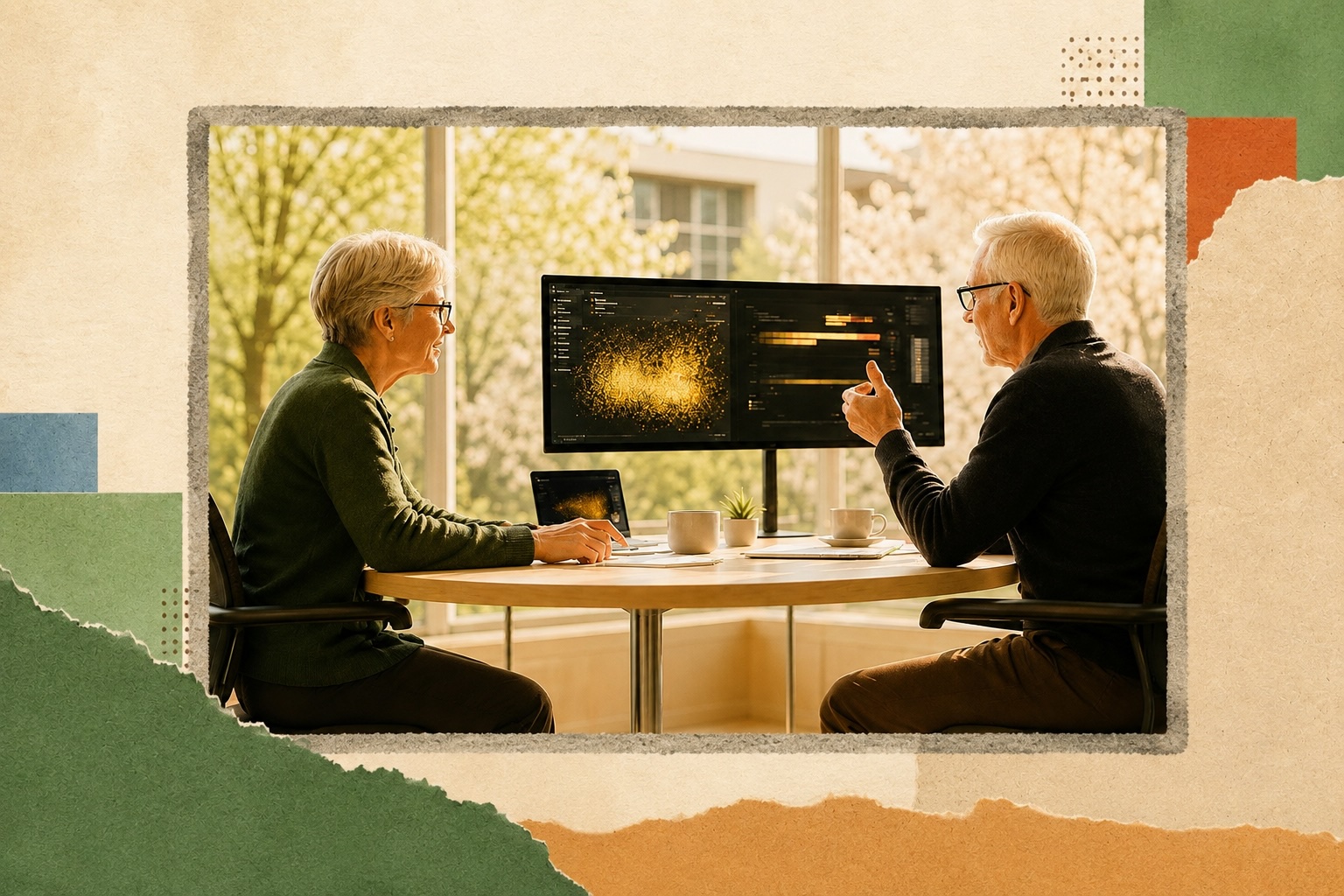 One-on-one working session at a laptop